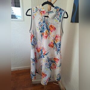 Gracia Multicolor Floral Dress with Pearl Detail